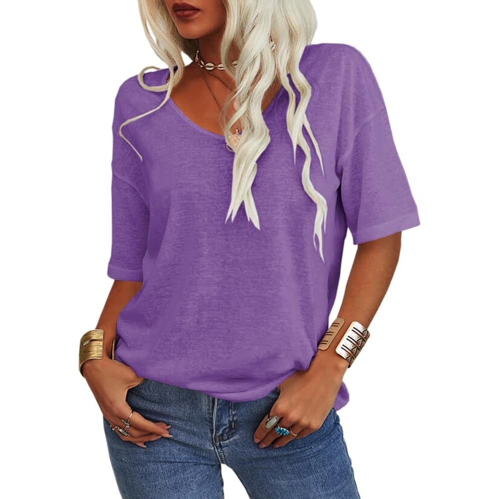 🔥Women's Solid Color Round NeckT-shirt [On Sale & Quick Ship!]