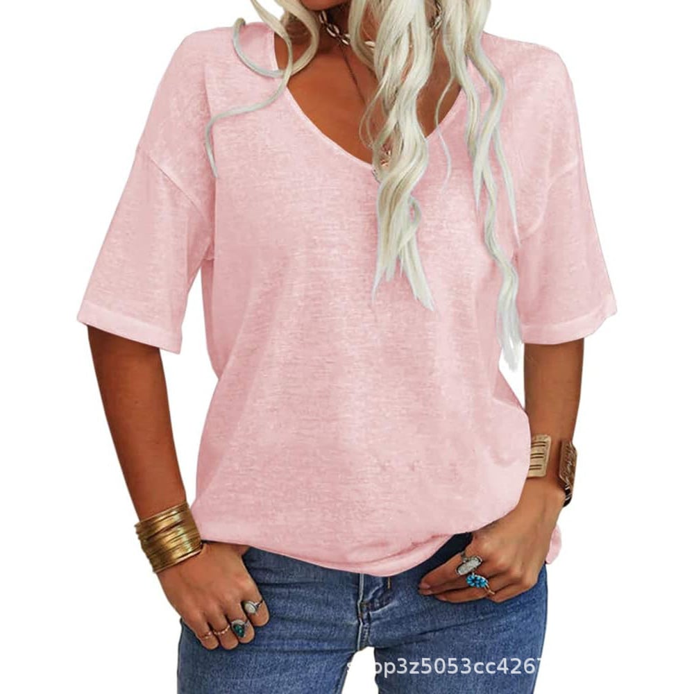 🔥Women's Solid Color Round NeckT-shirt [On Sale & Quick Ship!]