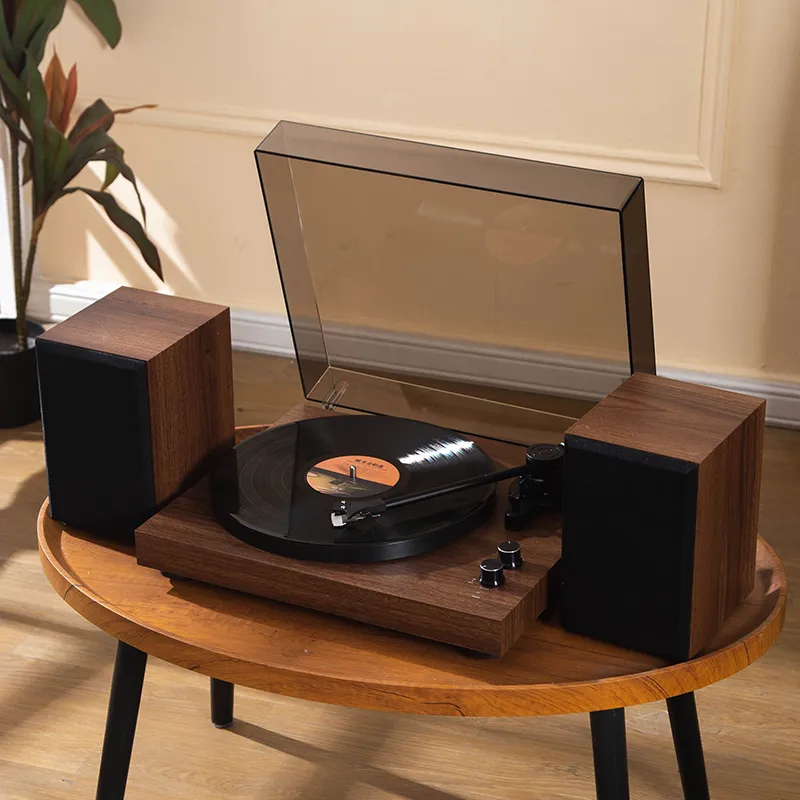 Auryvox VX100 Retro-Plattenspieler mit Holzmaserung und Audio-Technica-Nadel, All-in-One-Tonabnehmer mit beweglichem Magneten für Vinylplatten