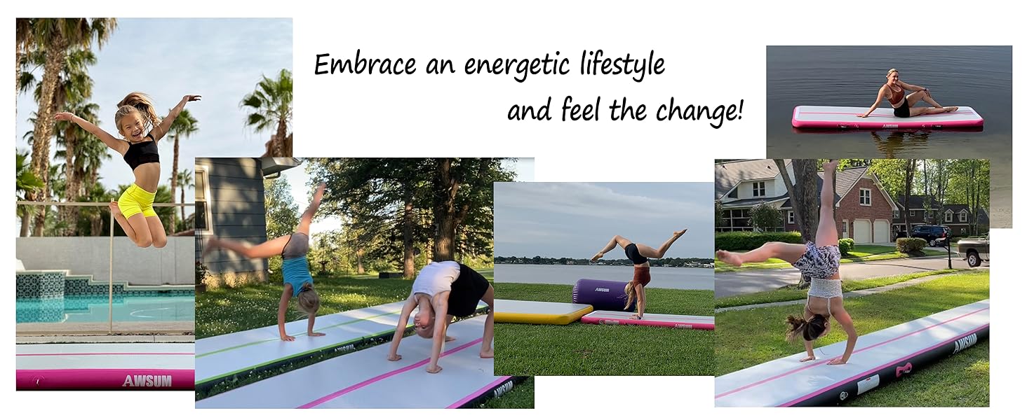 AWSUM gymnastic air mats tumbling mat cheer mat inflatable gymnastics mat 10ft/13ft/16ft/20ft/23ft