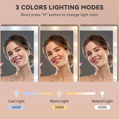 DWVO Makeup Vanity with LED Mirror and Charging Ports, 10-Drawer Vanity Set with Glass Top, Hair Dryer Holder, 3 Adjustable Light Colors, and Hidden Storage Stool