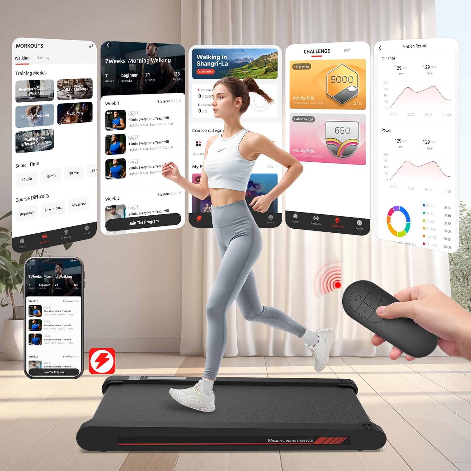 Sperax - Walking Treadmill Pad with APP, 3 in 1 Under Desk Treadmill RM-P1