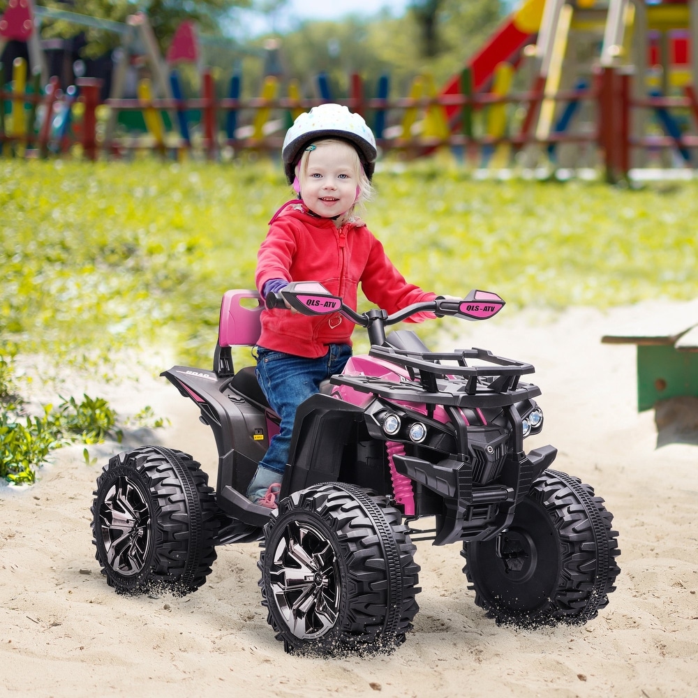 flyout slide 6 of 8, 12V Ride-On ATV for Kids with USB Input and 45-Minute Battery Life - Pink
