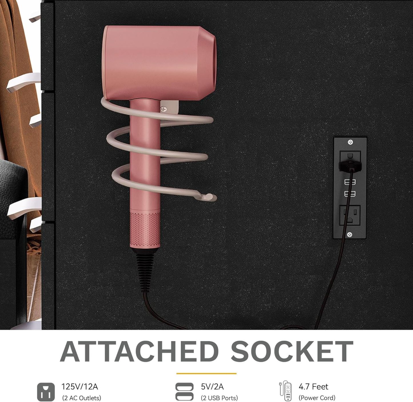 DWVO Makeup Vanity with LED Mirror and Charging Ports, 10-Drawer Vanity Set with Glass Top, Hair Dryer Holder, 3 Adjustable Light Colors, and Hidden Storage Stool