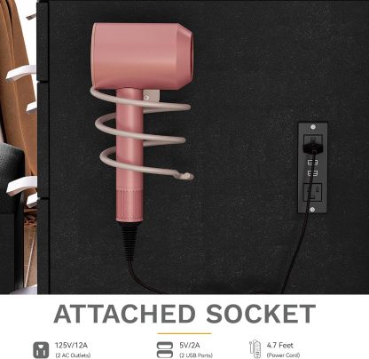 DWVO Makeup Vanity with LED Mirror and Charging Ports, 10-Drawer Vanity Set with Glass Top, Hair Dryer Holder, 3 Adjustable Light Colors, and Hidden Storage Stool