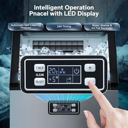 Cowsar Commercial Cube Ice Maker 100/200/265lbs/24H, 33lbs Storage Bin