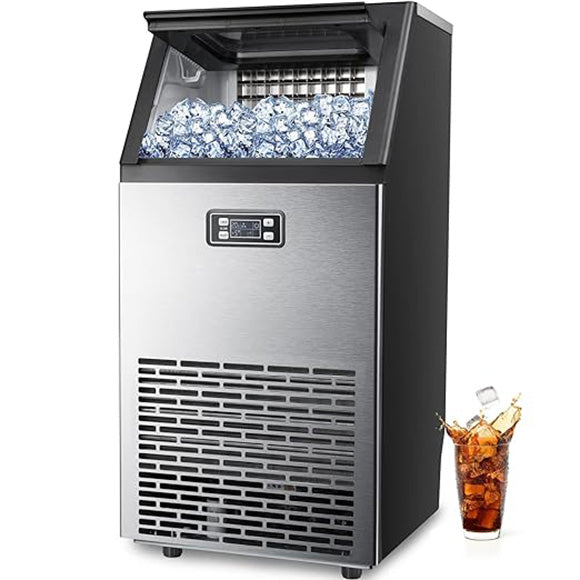 Cowsar Commercial Cube Ice Maker 100/200/265lbs/24H, 33lbs Storage Bin