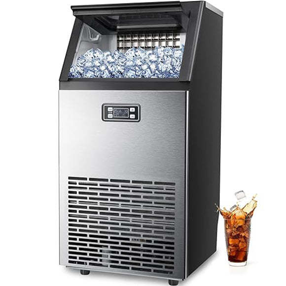 Cowsar Commercial Cube Ice Maker 100/200/265lbs/24H, 33lbs Storage Bin
