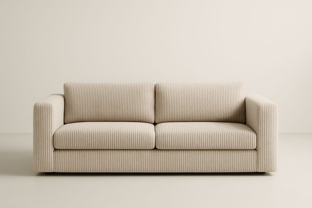 Sofa dwuosobowa z beżowego weluru