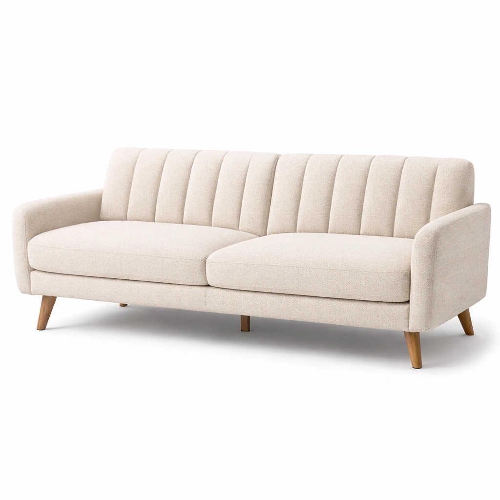 Canap 3 places moderne tissu boucl C Beige-cozivoe