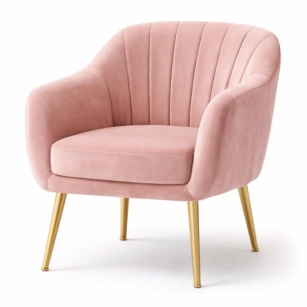 Fauteuil velours capitonn pieds mtal C Rose-cozivoe