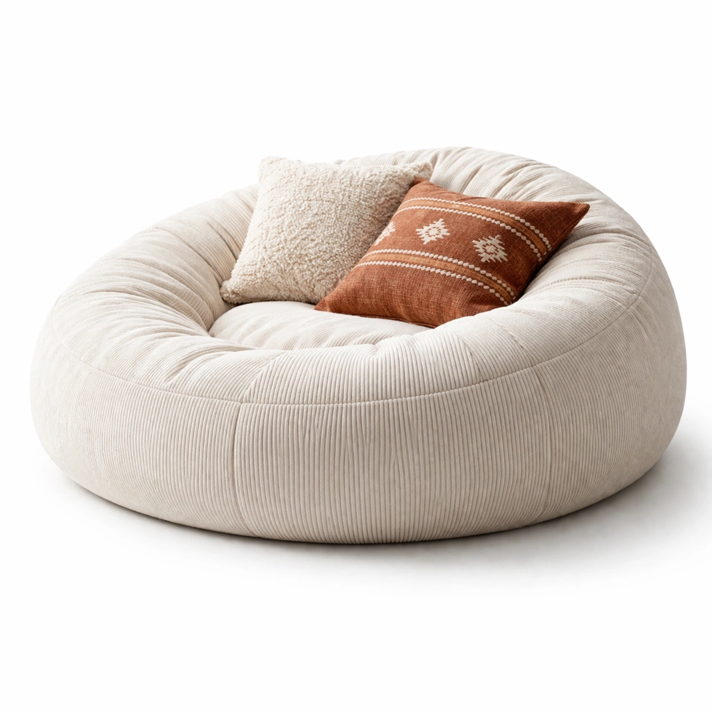 Fauteuil pouf rond relax C Beige-cozivoe