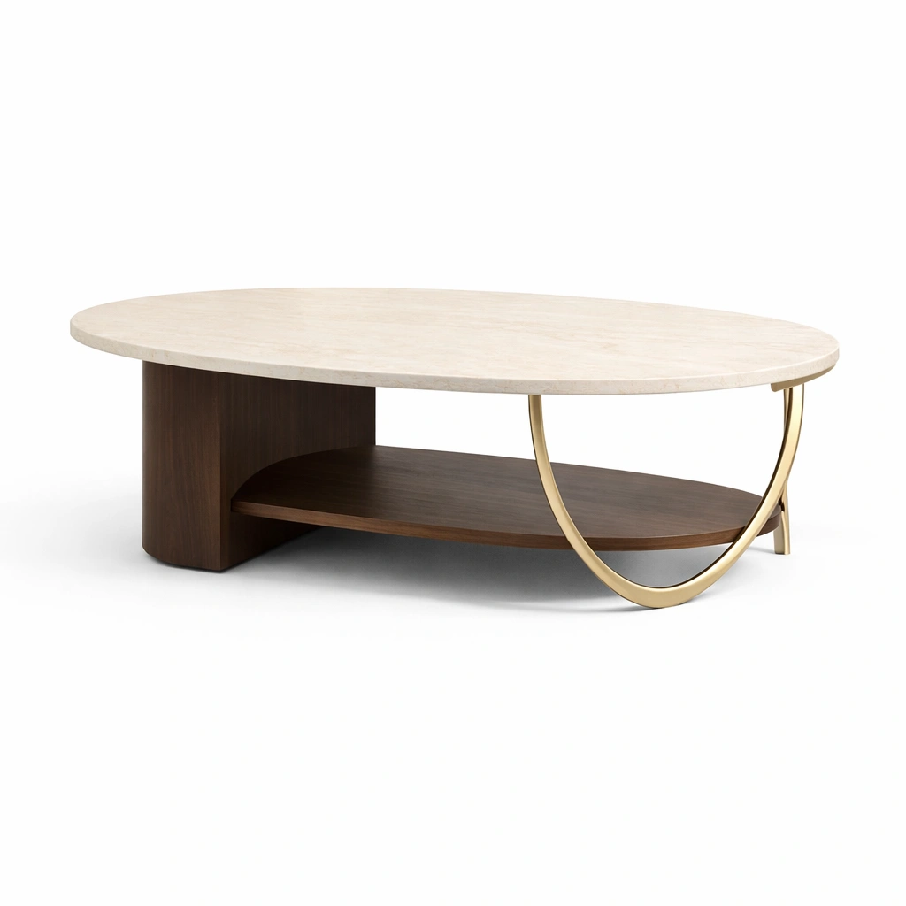 Table basse ovale design moderne C Beige-cozivoe