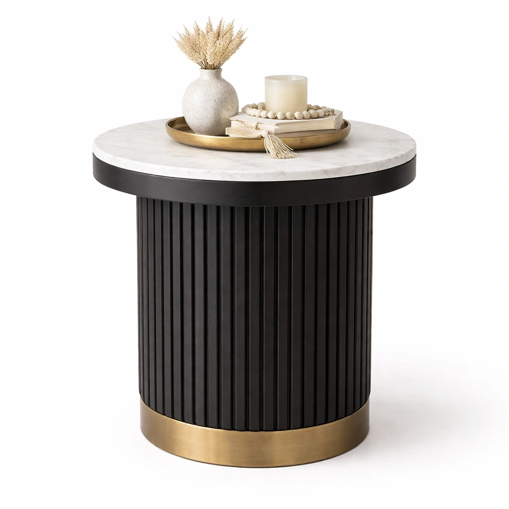Table d appoint ronde moderne C Noir-cozivoe