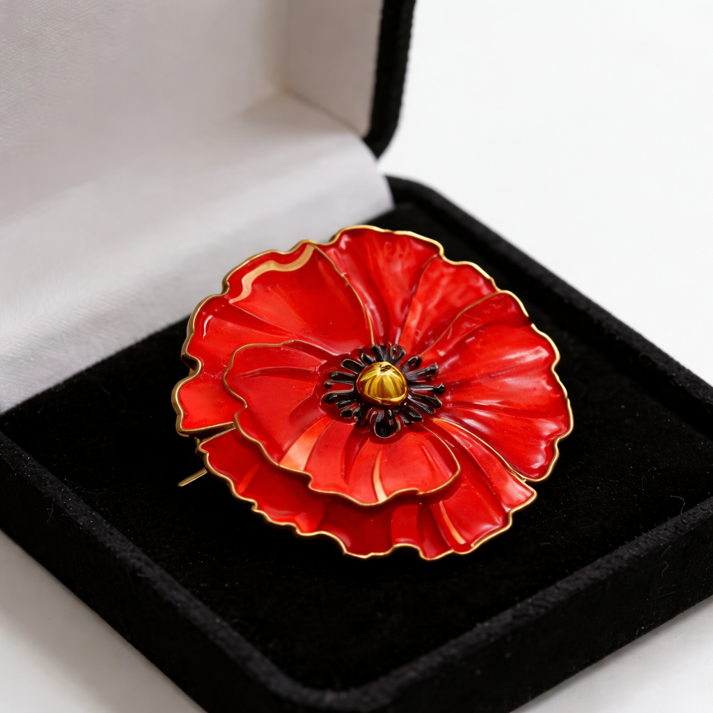 Memorial Day Tribute — Exquisite Poppy Brooch