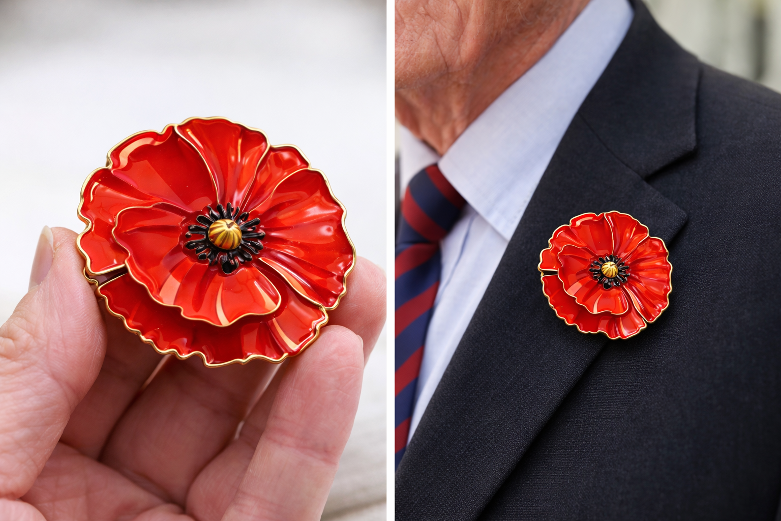 Memorial Day Tribute — Exquisite Poppy Brooch