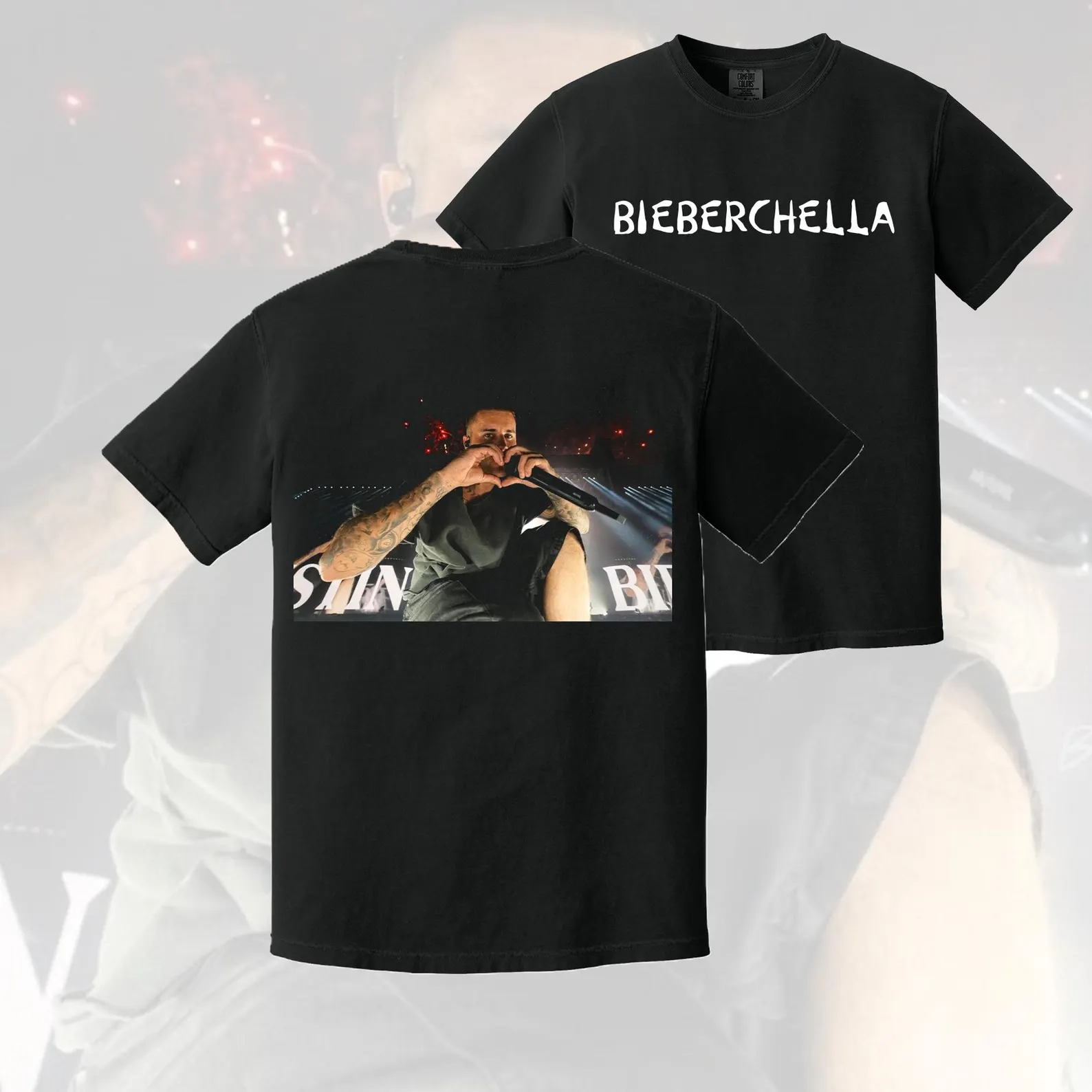 Bieberchella JB Heart Black Comfort Color T-Shirt Original Post with Freebie