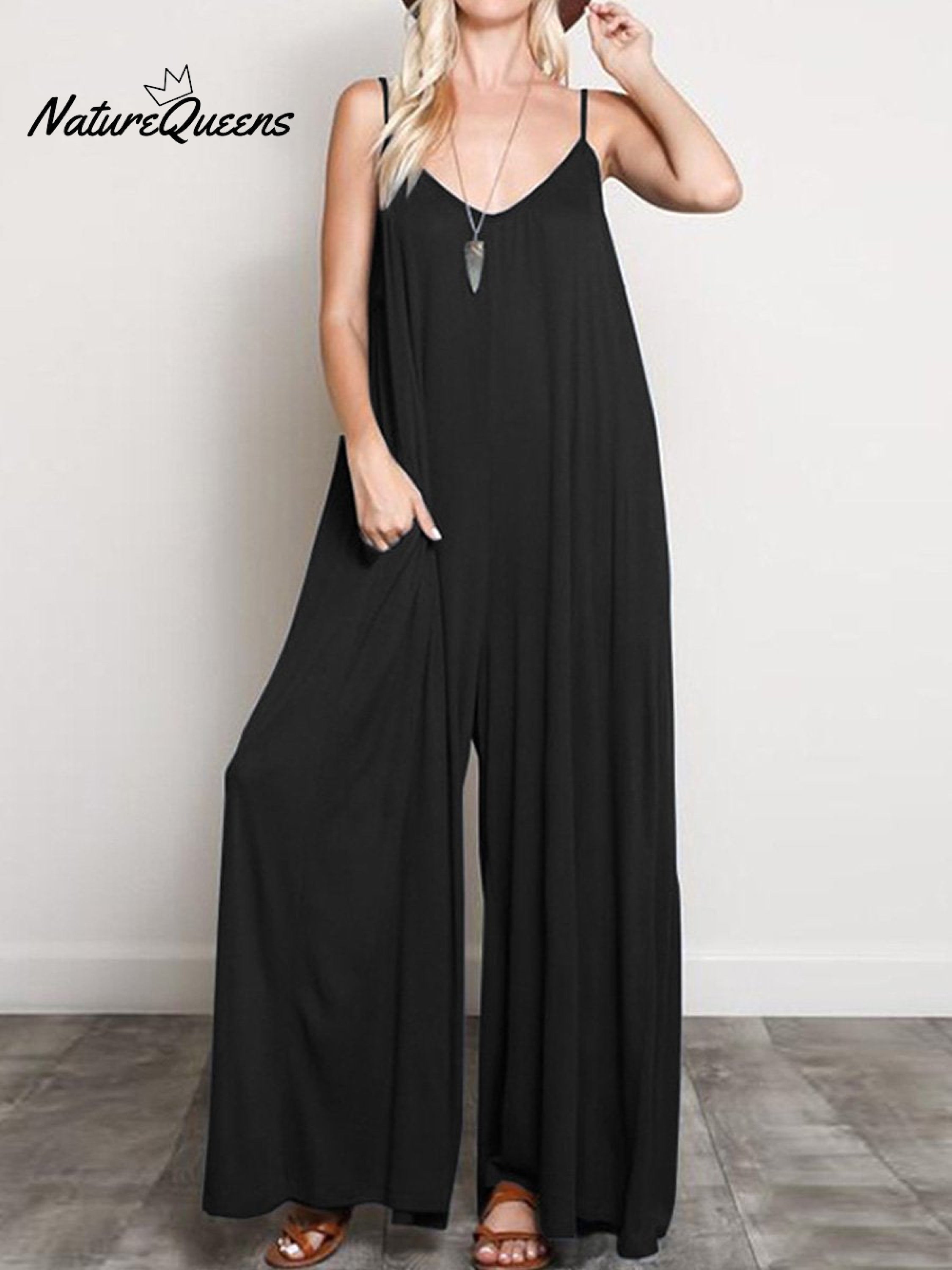 Women's Summer V-Neck Wide Leg Jumpsuit-Soliroyal