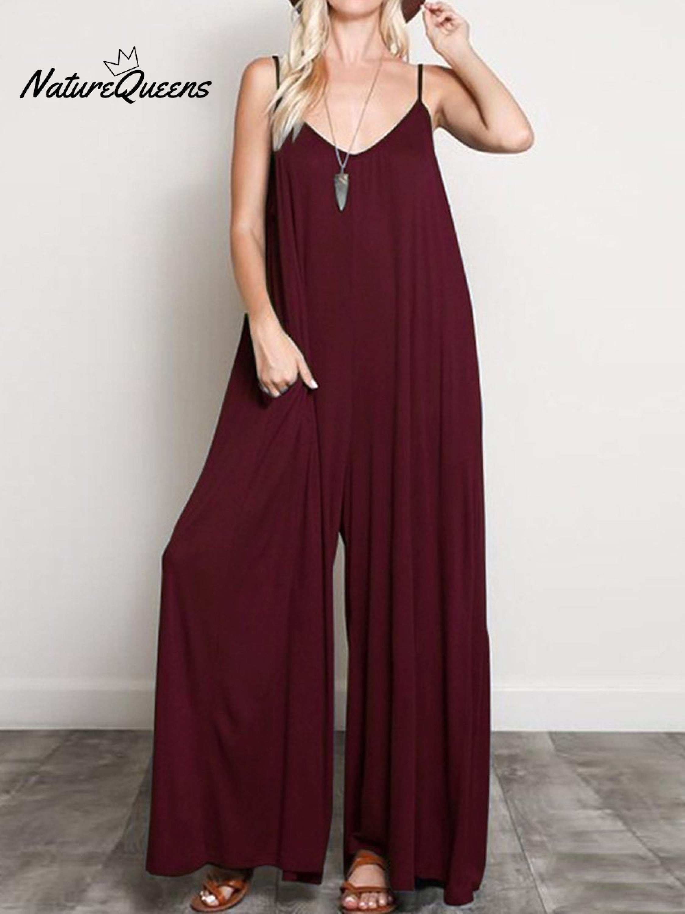 Women's Summer V-Neck Wide Leg Jumpsuit-Soliroyal