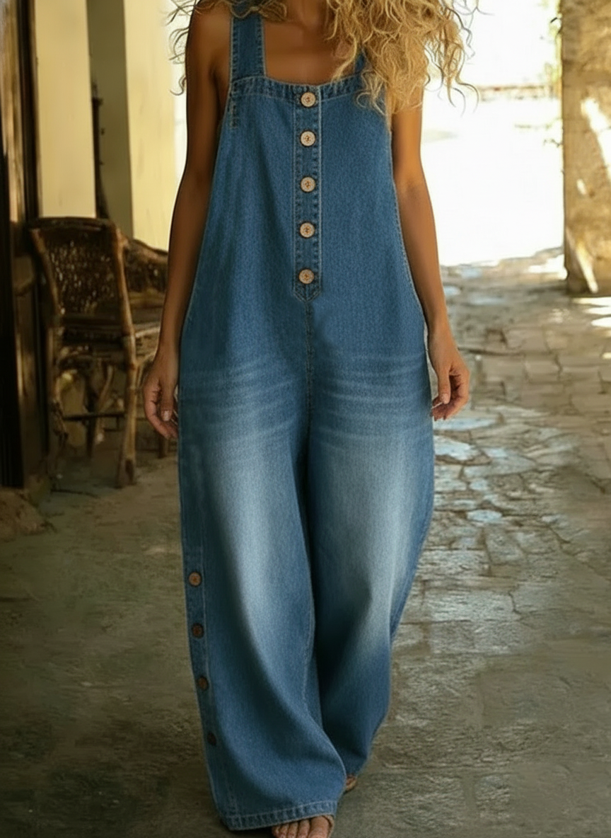 Casual Denim Overalls Jumpsuit-Soliroyal