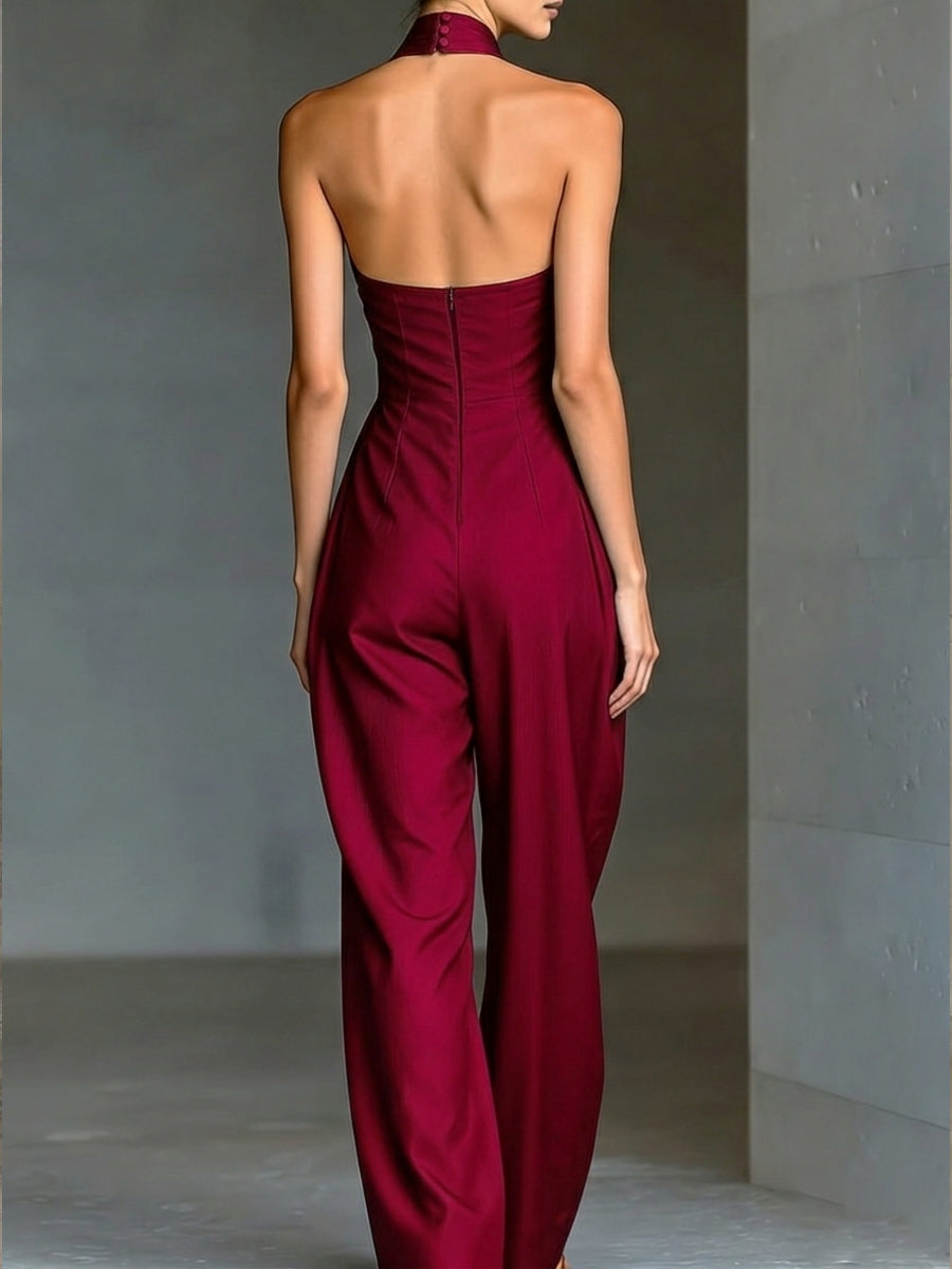 Elegant Slim-fit Jumpsuit-Soliroyal
