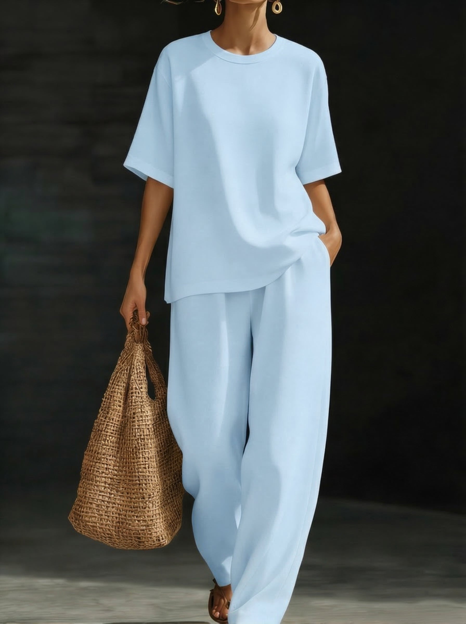 Women's 100% Cotton Two-Piece Set-Soliroyal