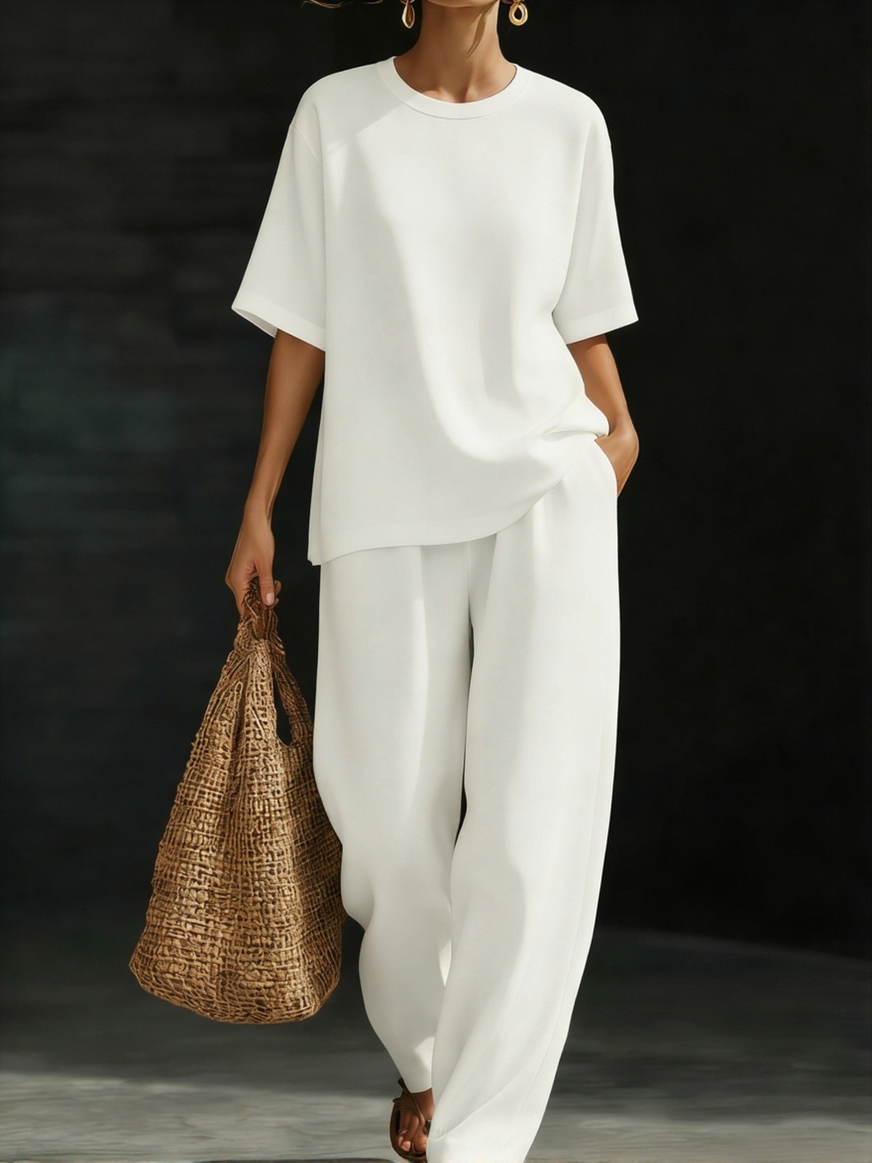 Women's 100% Cotton Two-Piece Set-Soliroyal