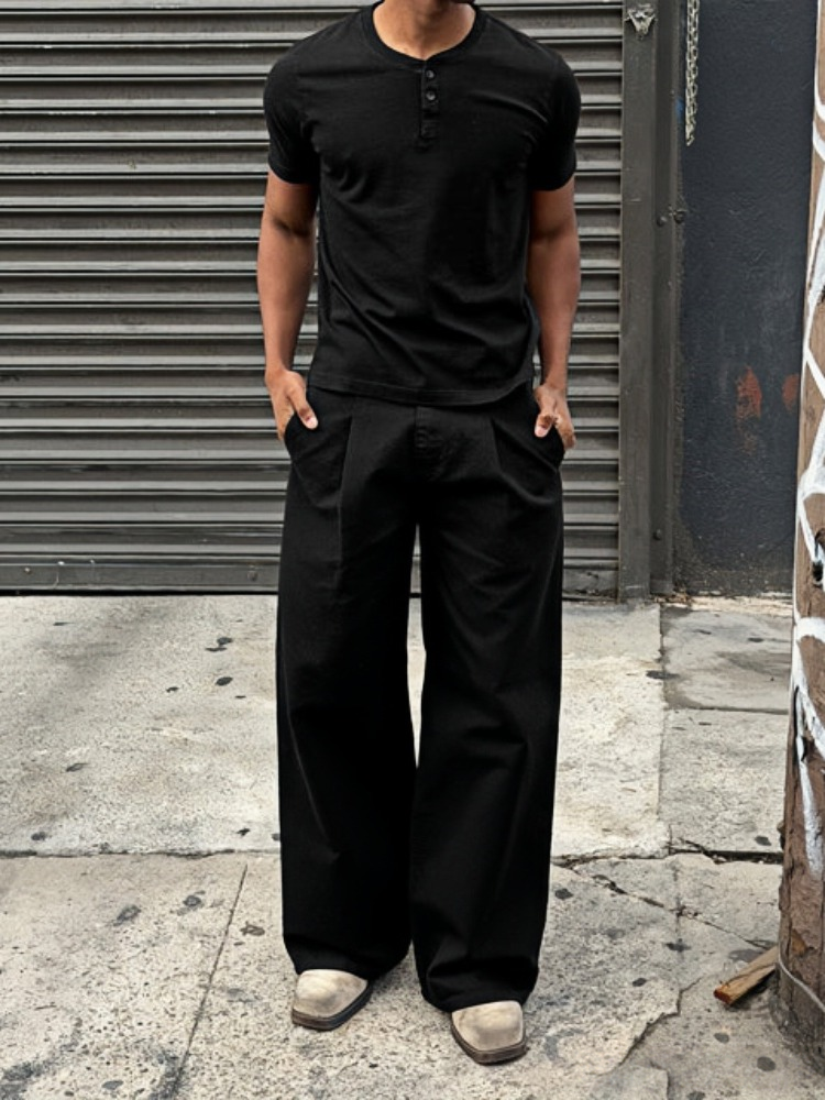 PLEATED WIDE-LEG TROUSERS-MOSSCIU