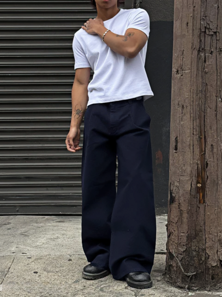 PLEATED WIDE-LEG TROUSERS-MOSSCIU