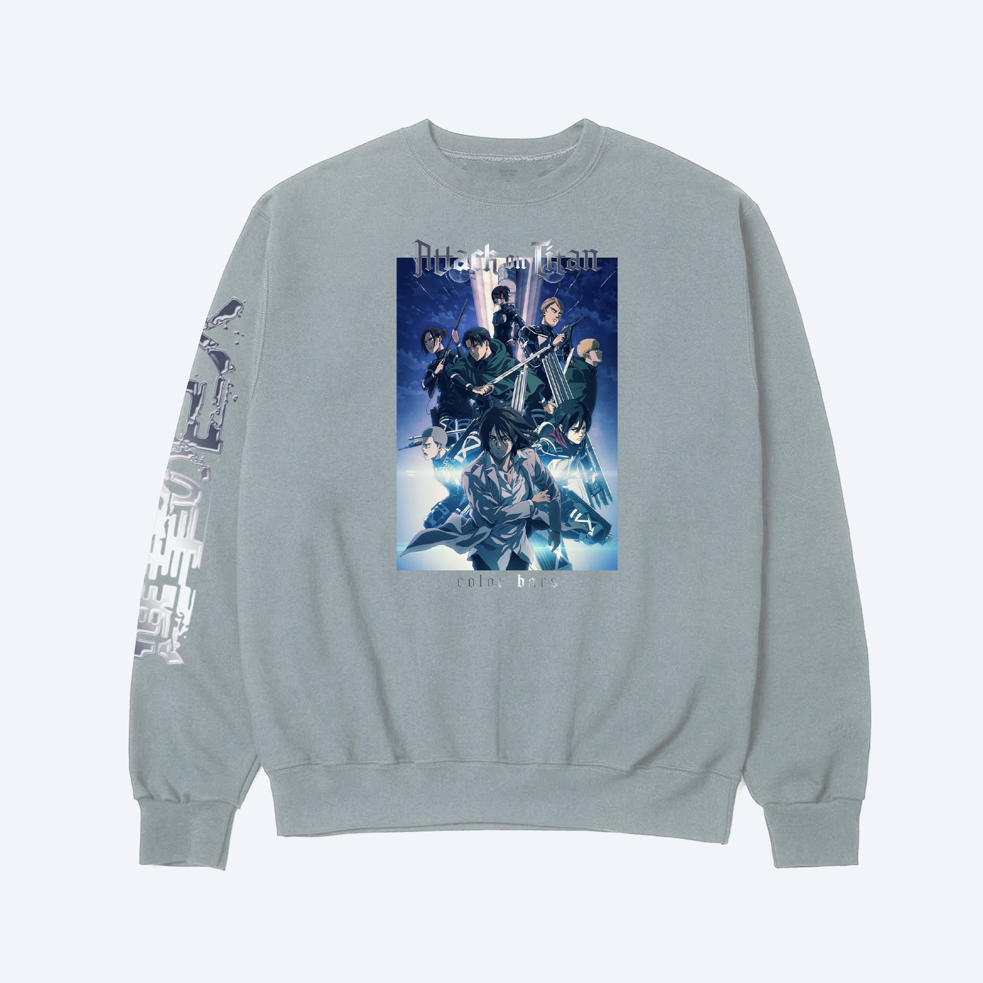 Attack on Titan x Color Bars Brigade Crewneck Long Sleeve T-Shirt (Sage)-MOSSCIU