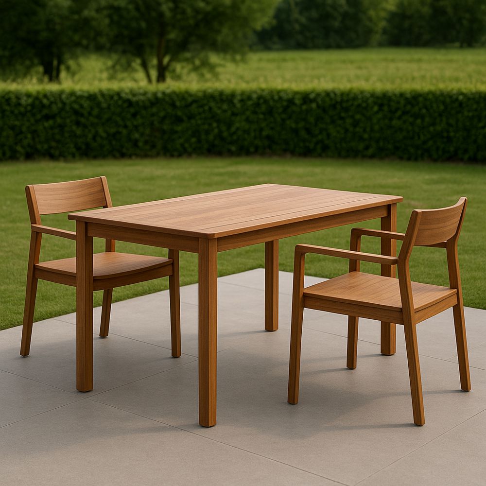 Drewniany zestaw mebli ogrodowych prostokątny stół i krzesła
