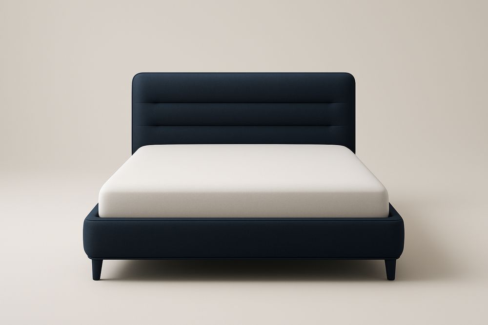 Łóżko tapicerowane poliester granatowy 200x160 (dł.×szer.)cm