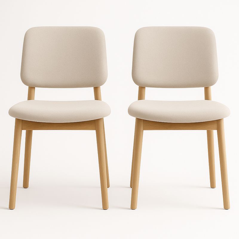 Krzesła tapicerowane z drewna bukowego, beżowe, zestaw 2 sztuk