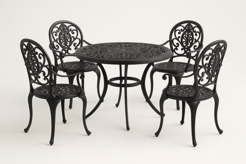 Zestaw mebli ogrodowych z metalu 5 części Czarny