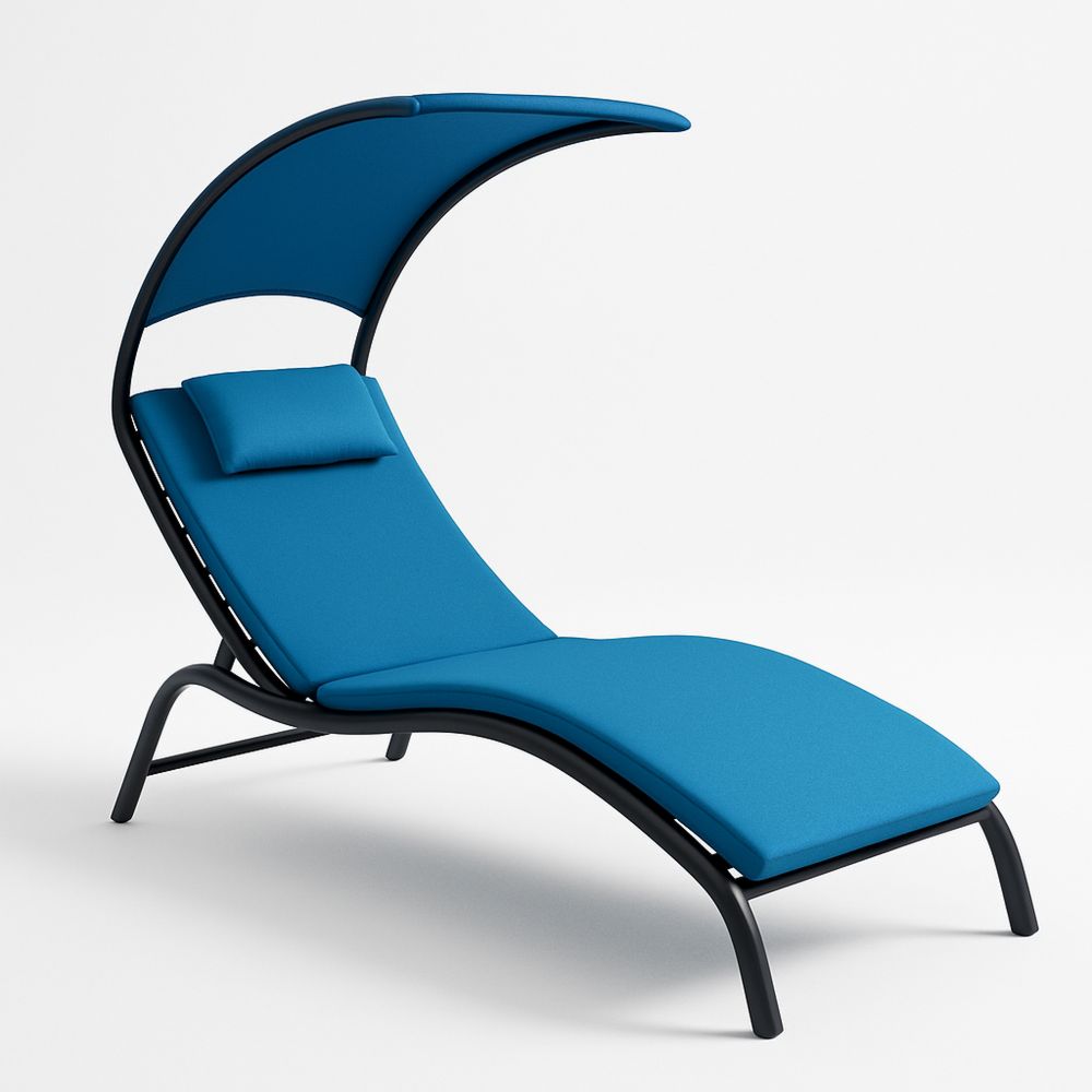 Leżak ogrodowy metalowy niebieski