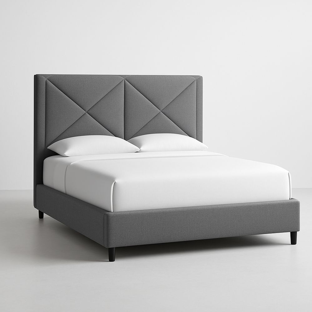 Łóżko tapicerowane z poliestru szare 200x160 cm