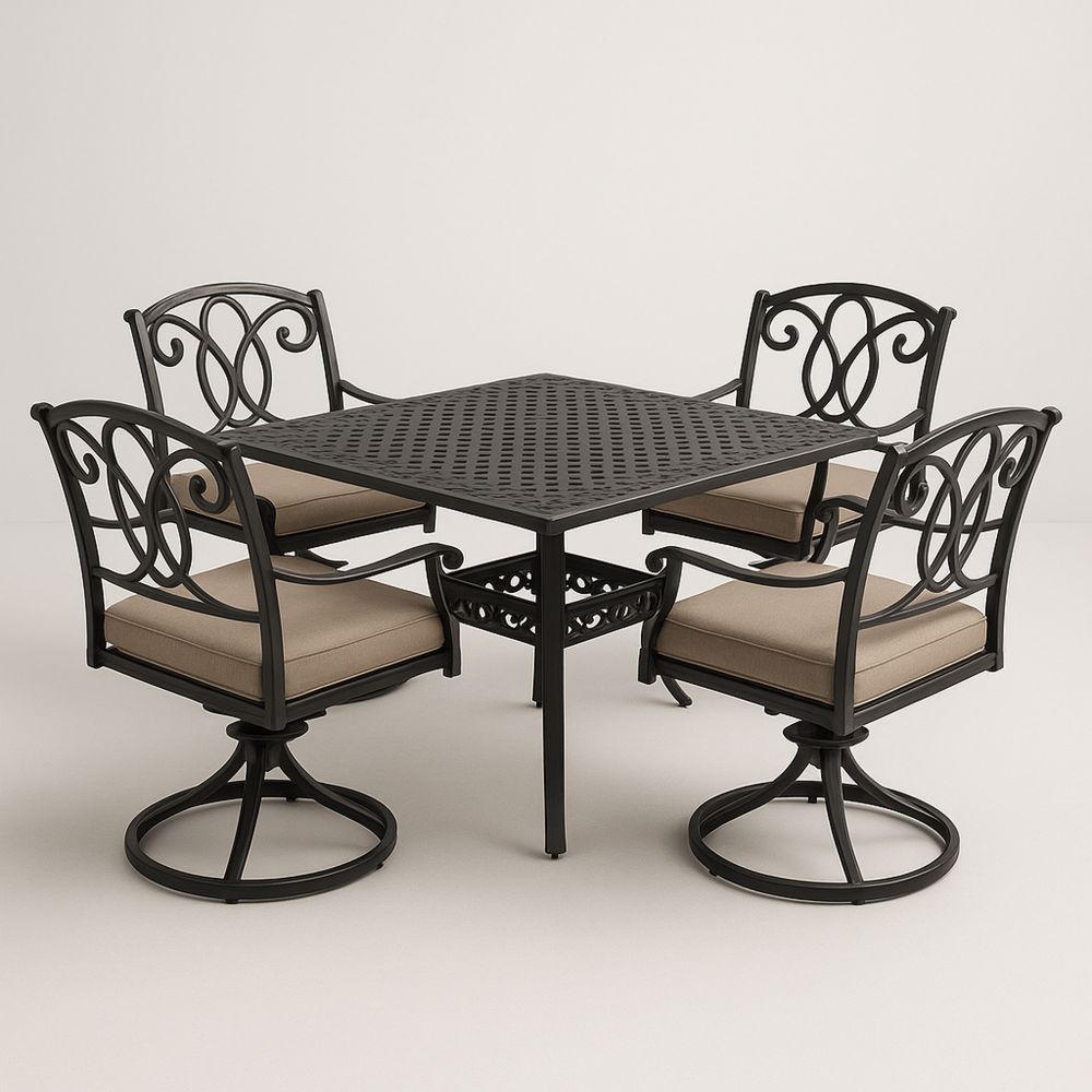 Zestaw mebli ogrodowych 5-częściowy stalowy z krzesłami obrotowymi