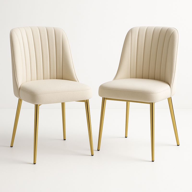 Zestaw krzeseł do jadalni z tkaniny z metalowymi nogami, kremowy