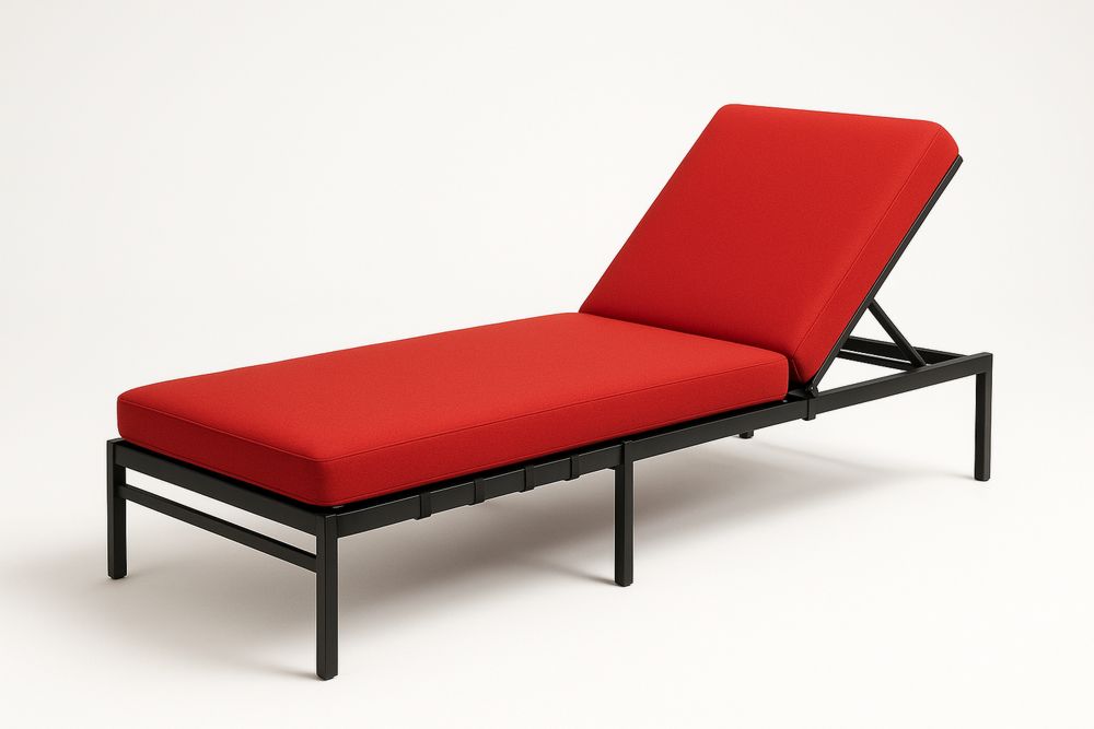 Metalowy leżak ogrodowy z czerwonym poszyciem 200 cm x 70 cm x 35 cm