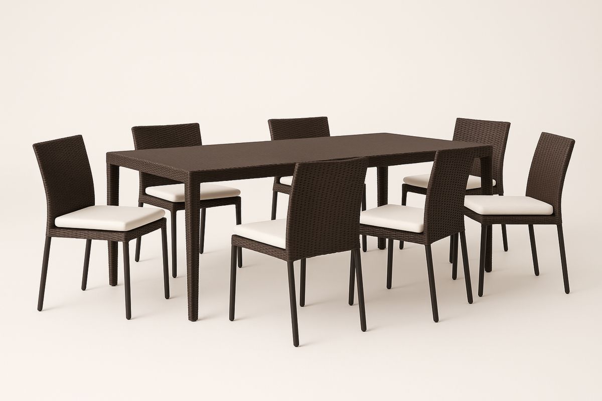 Zestaw mebli ogrodowych z technorattanu: stół i 6 krzeseł