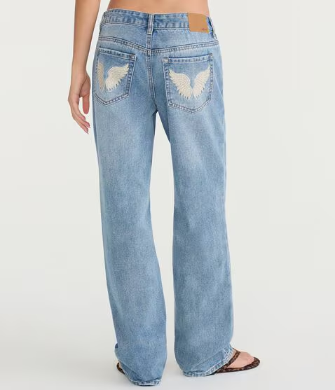 Low-Rise Baggy Angel Wings Jean