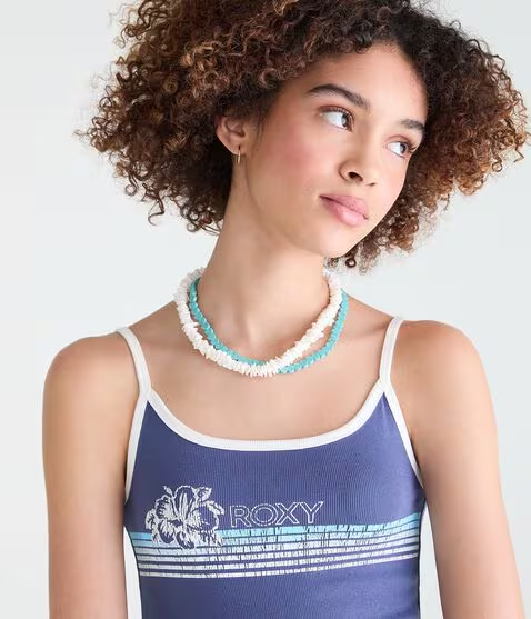 Roxy Hibiscus Stripe Graphic Tank Top