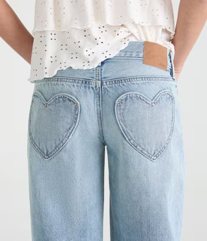 Super Low-Rise Baggy Wide Leg Heart Pocket Jean