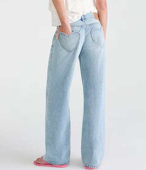 Super Low-Rise Baggy Wide Leg Heart Pocket Jean