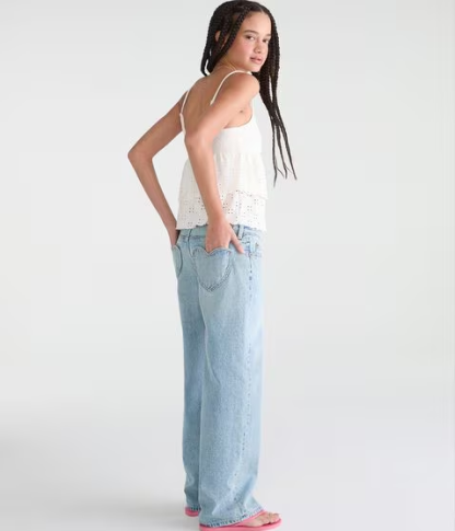 Super Low-Rise Baggy Wide Leg Heart Pocket Jean