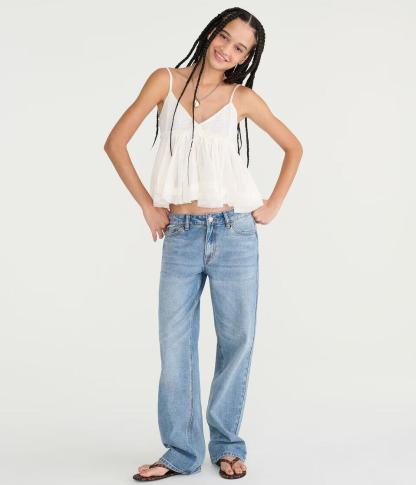 Low-Rise Baggy Angel Wings Jean