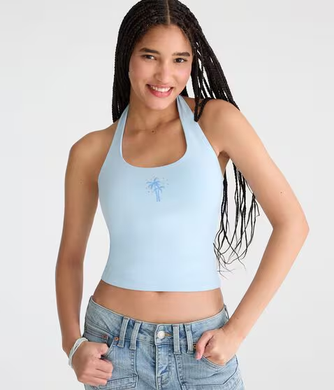Seriously Soft Palm Trees Everyday Halter Top