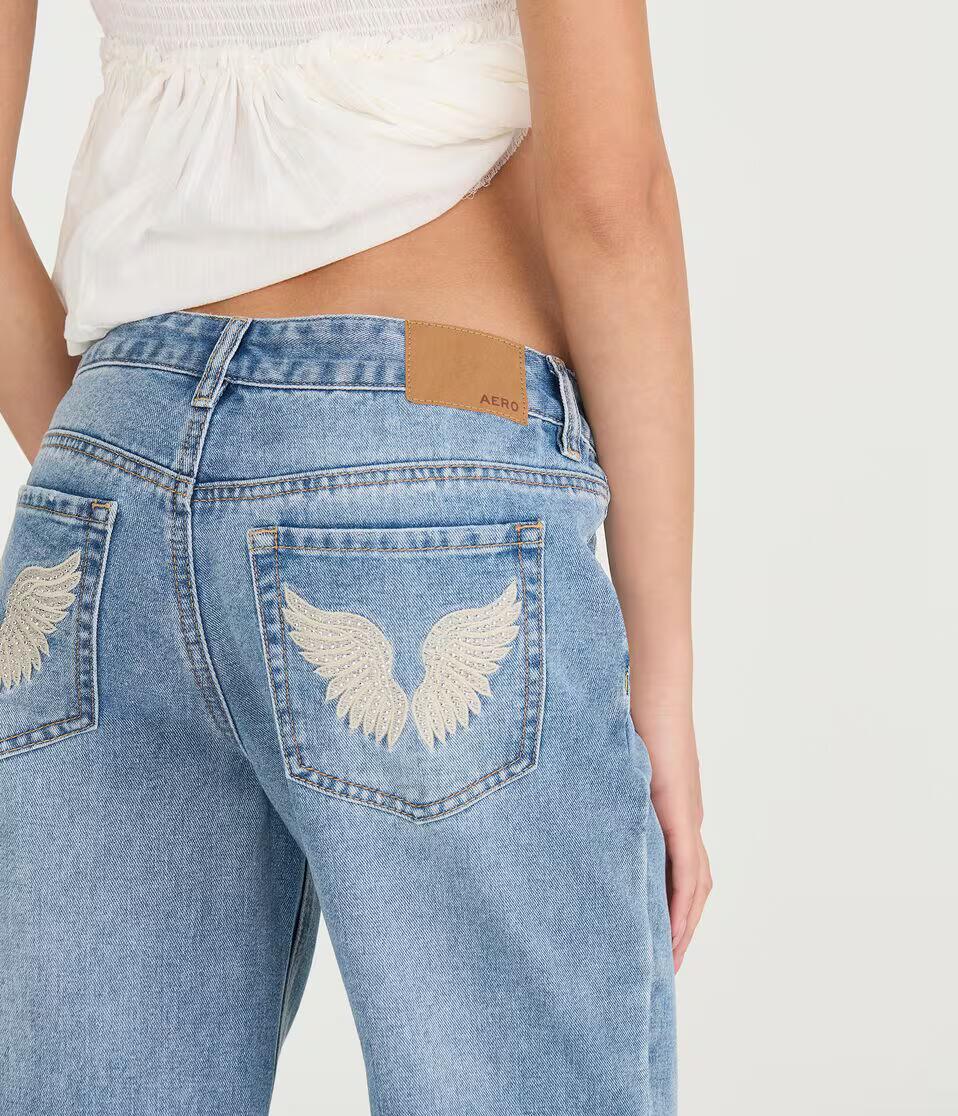 Low-Rise Baggy Angel Wings Jean