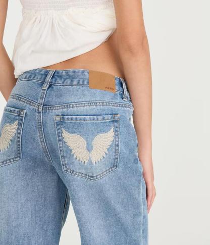 Low-Rise Baggy Angel Wings Jean