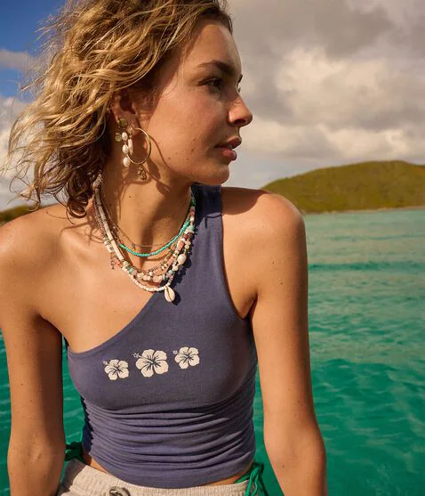 Roxy Hibiscus One-Shoulder Tank Top